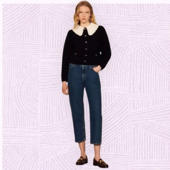 Sandro Cardigan Black Button Sweater - Picture 15 of 16